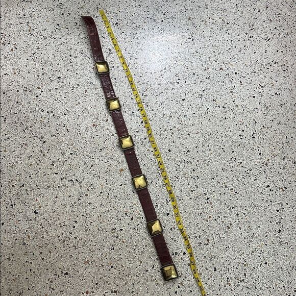 Vintage Ginnie Johansen brown brass made in Italy belt m medium boho main image 6